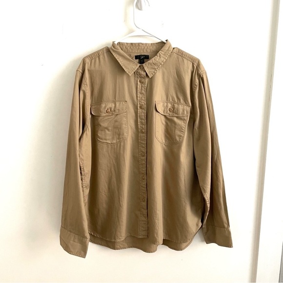 J. Crew khaki boyfriend utility shirt XXL - Picture 4 of 6